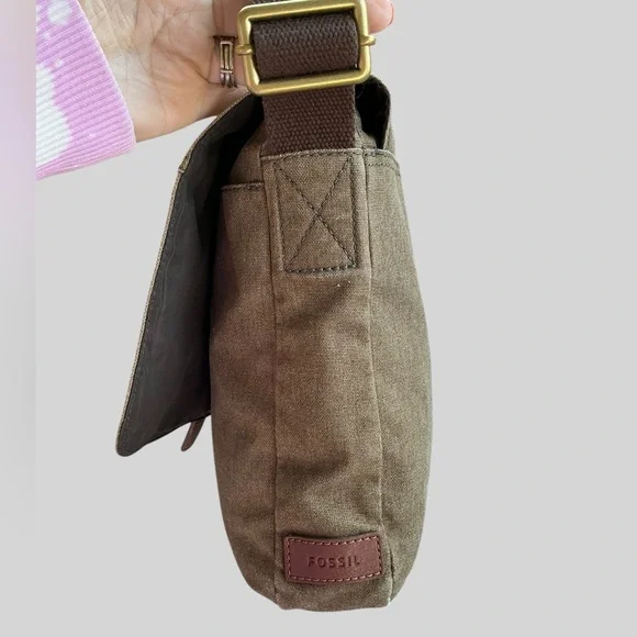 Fossil Renmore City Bag Olive Green Messenger Crossbody Unisex Adjustable Strap - Picture 8 of 15